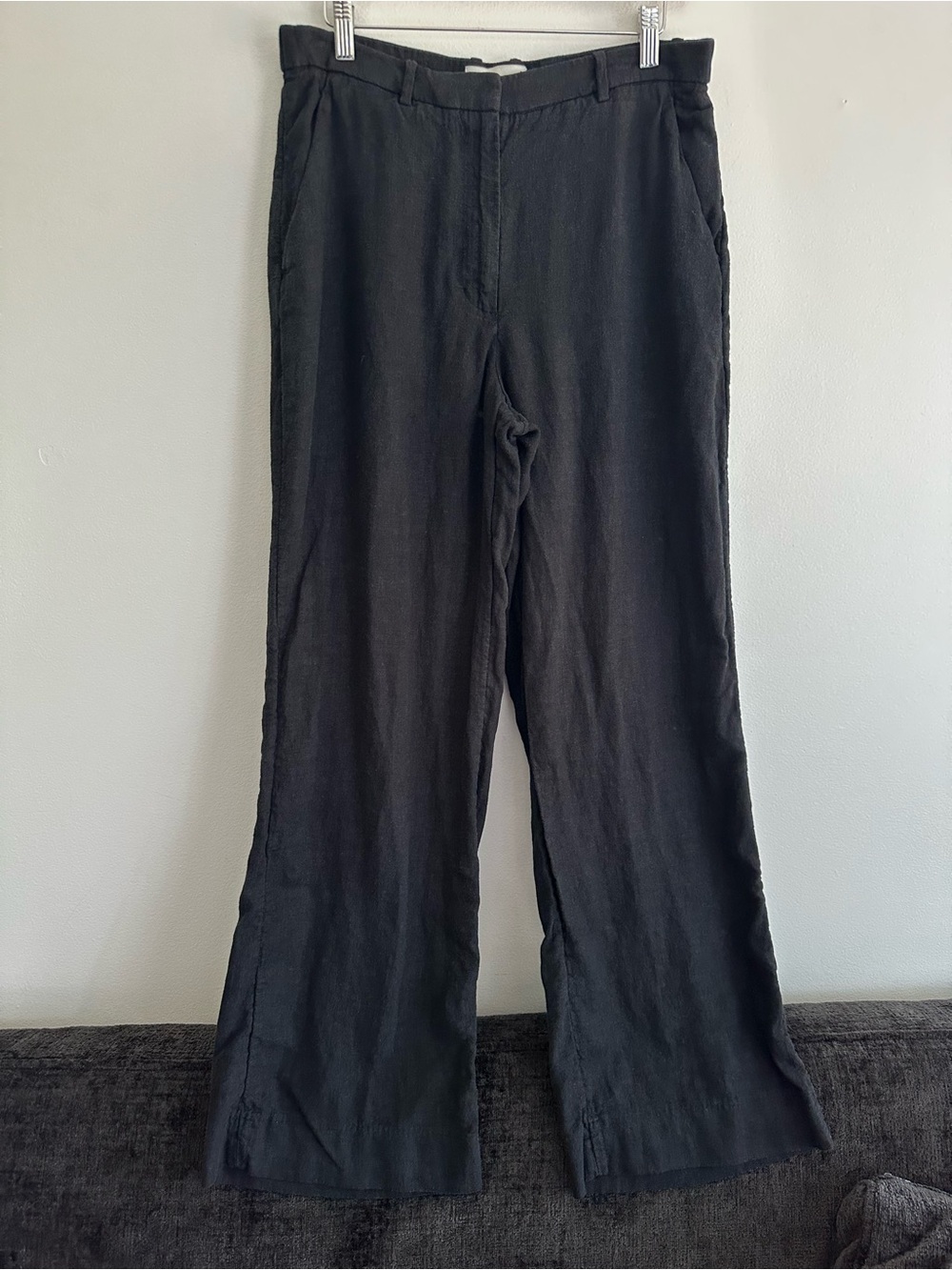 Abercrombie & Fitch Linen Blend Black Straight-Leg Chinos Trousers Size 30/10L